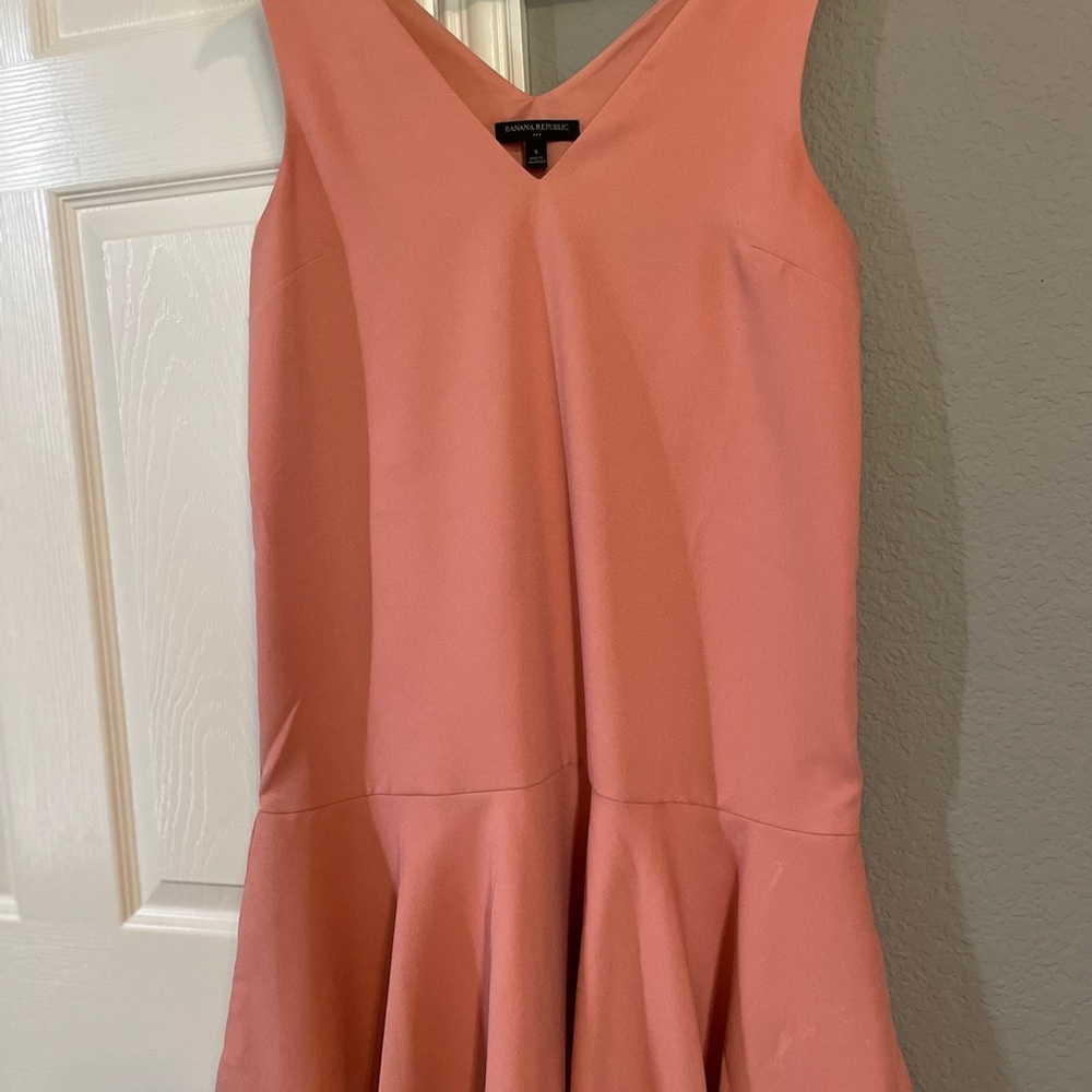 Banana Republic Pink Sleeveless V-Neck Fit and Flare Mini Dress